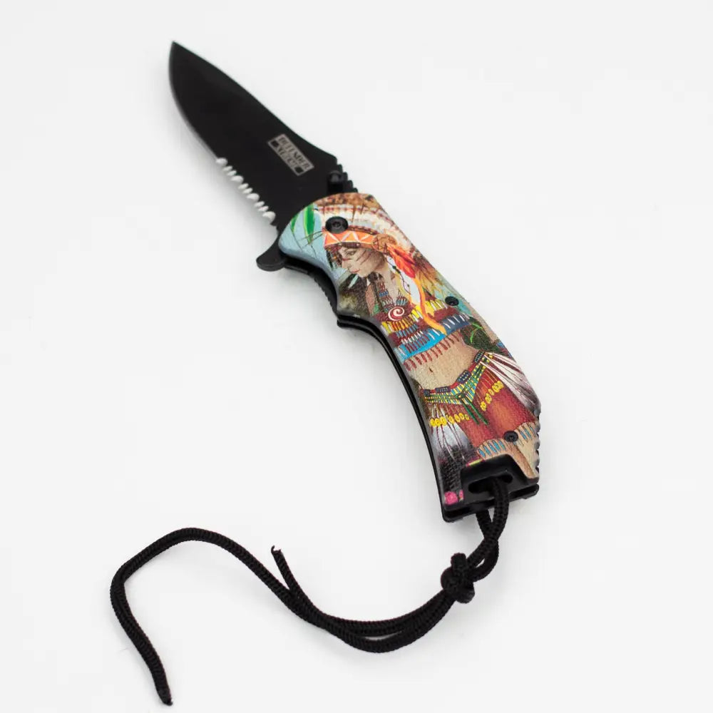 8.5" Defender-Xtreme  Native Warrior Folding Knife  [13547]_0