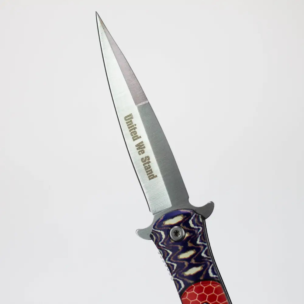 8.5" Folding Knife Rescue Stainless Steel Unique Art Handle Red [13433]_3