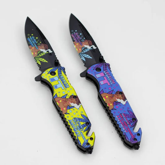 8.5" Lady Design - Folding Knife W/ Belt Cutte_0