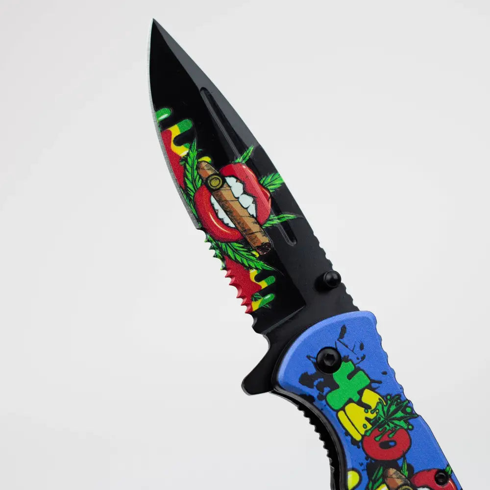 8.5" Lips Design - Folding Knife W/ Belt Cutte_4