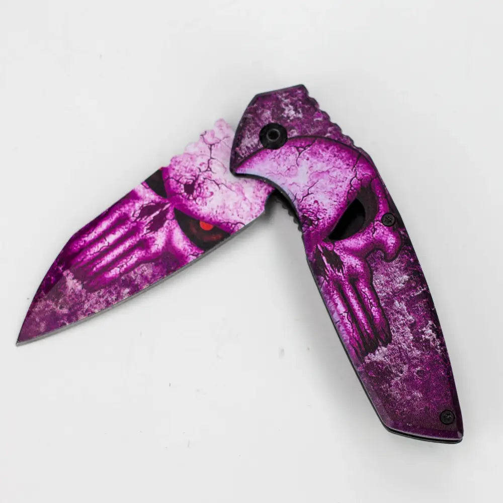 8″ Tiger-USA® Skull Folding Knife Purple  [SJ-1041]_7