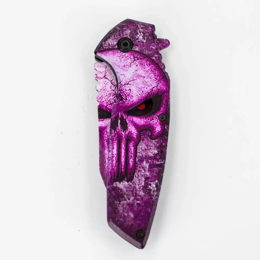 8″ Tiger-USA® Skull Folding Knife Purple  [SJ-1041]_8