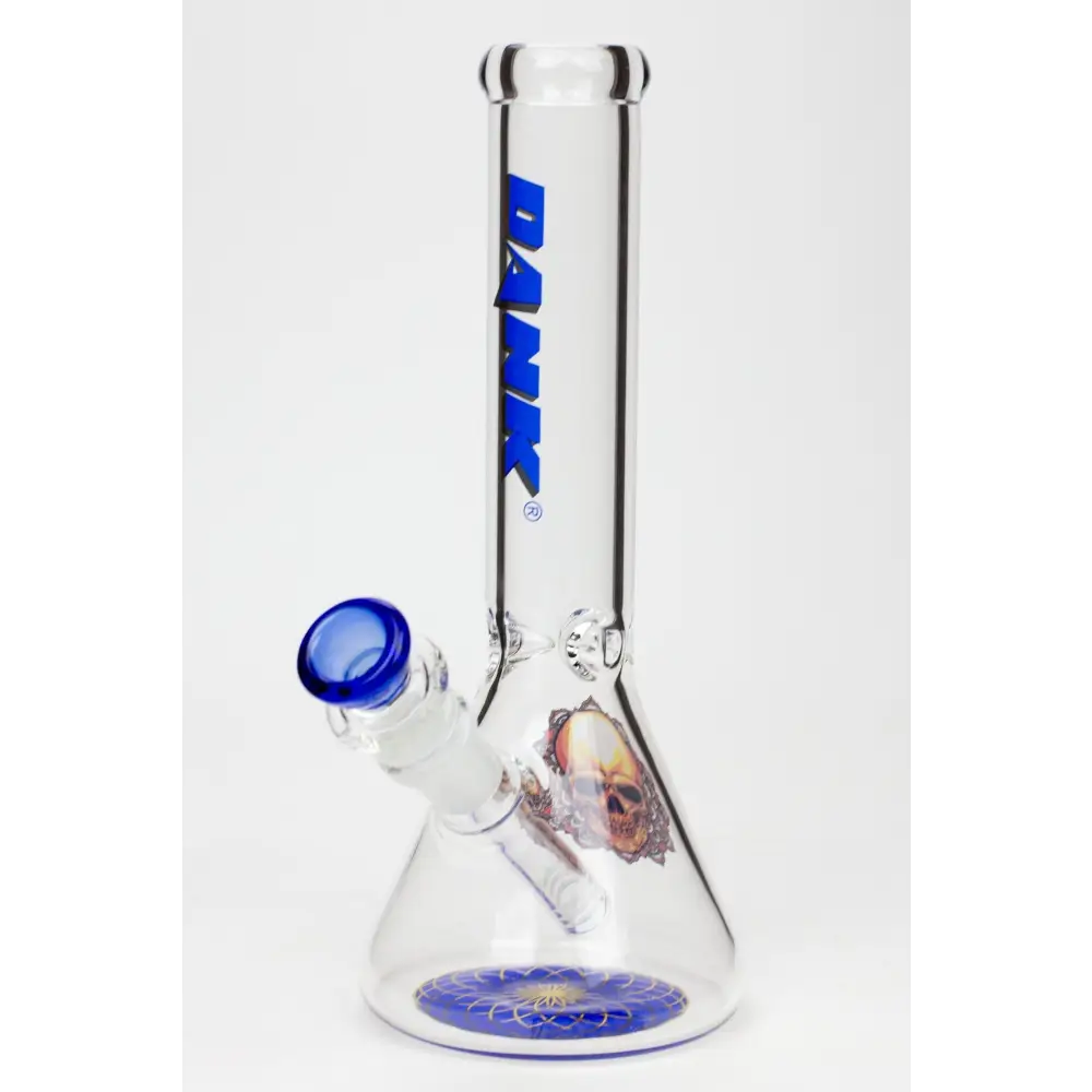 9.5" DANK beaker glass water bong (Wide / Skull)_4