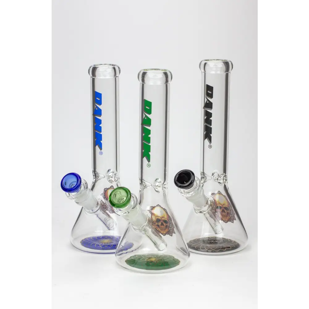 9.5" DANK beaker glass water bong (Wide / Skull)_0