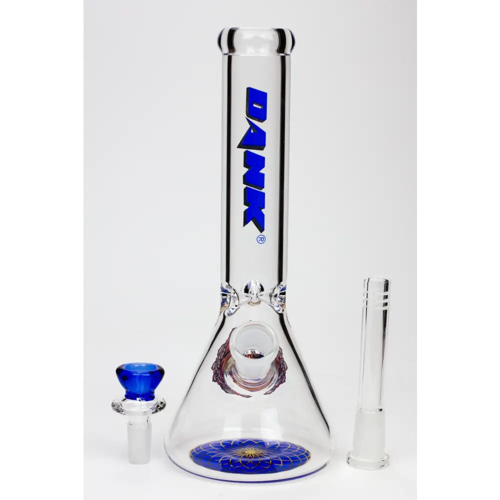 9.5" DANK beaker glass water bong (Wide / Skull)_8