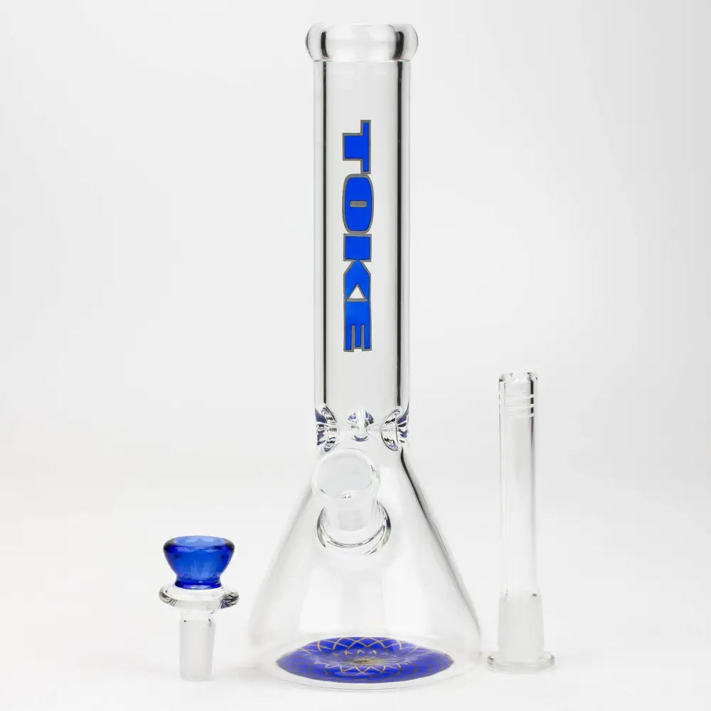 9.5" TOKE beaker glass water bong_8