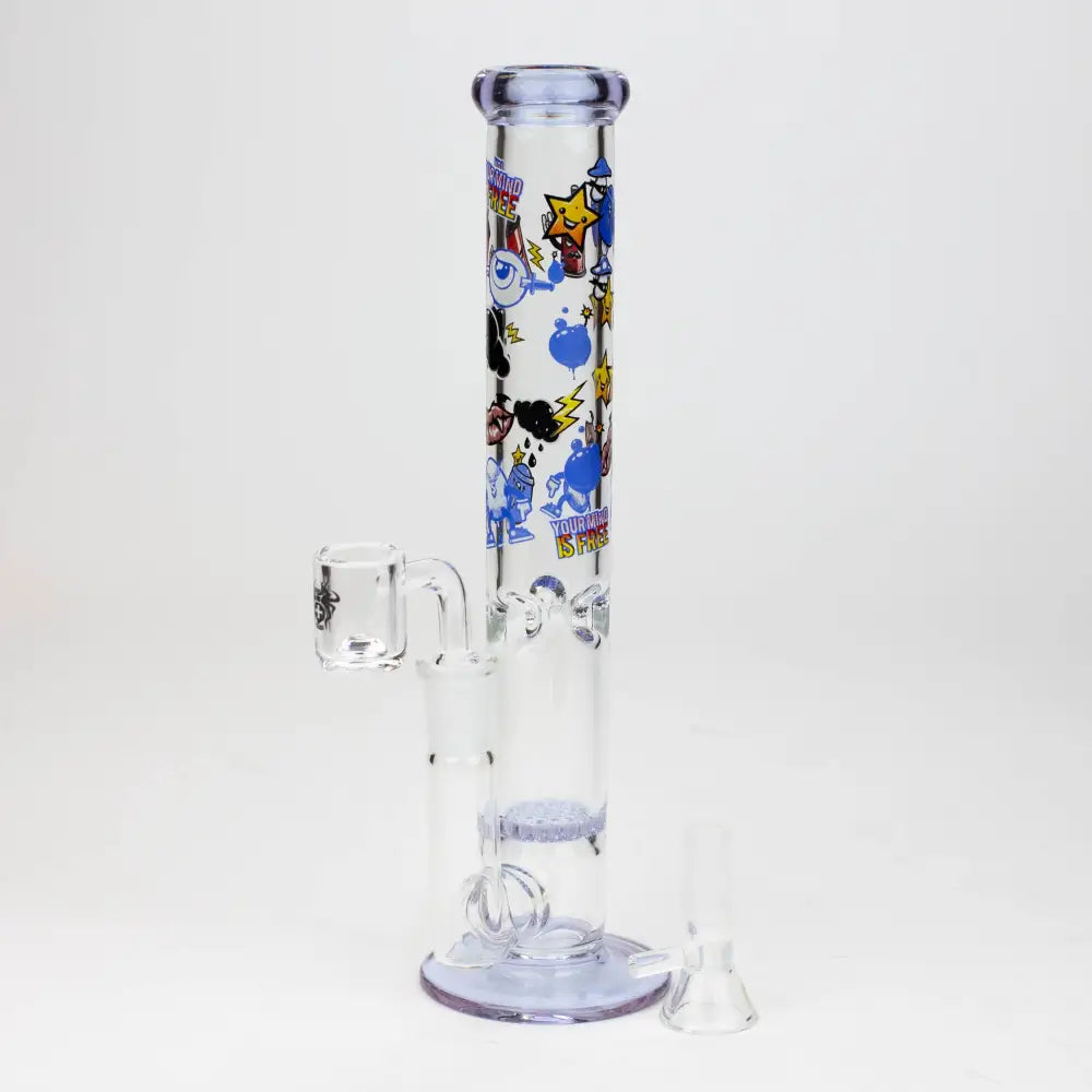 9.5" XTREME 2-1n-1 straight tube glass Bong with honeycomb diffuser [XTR300]_5