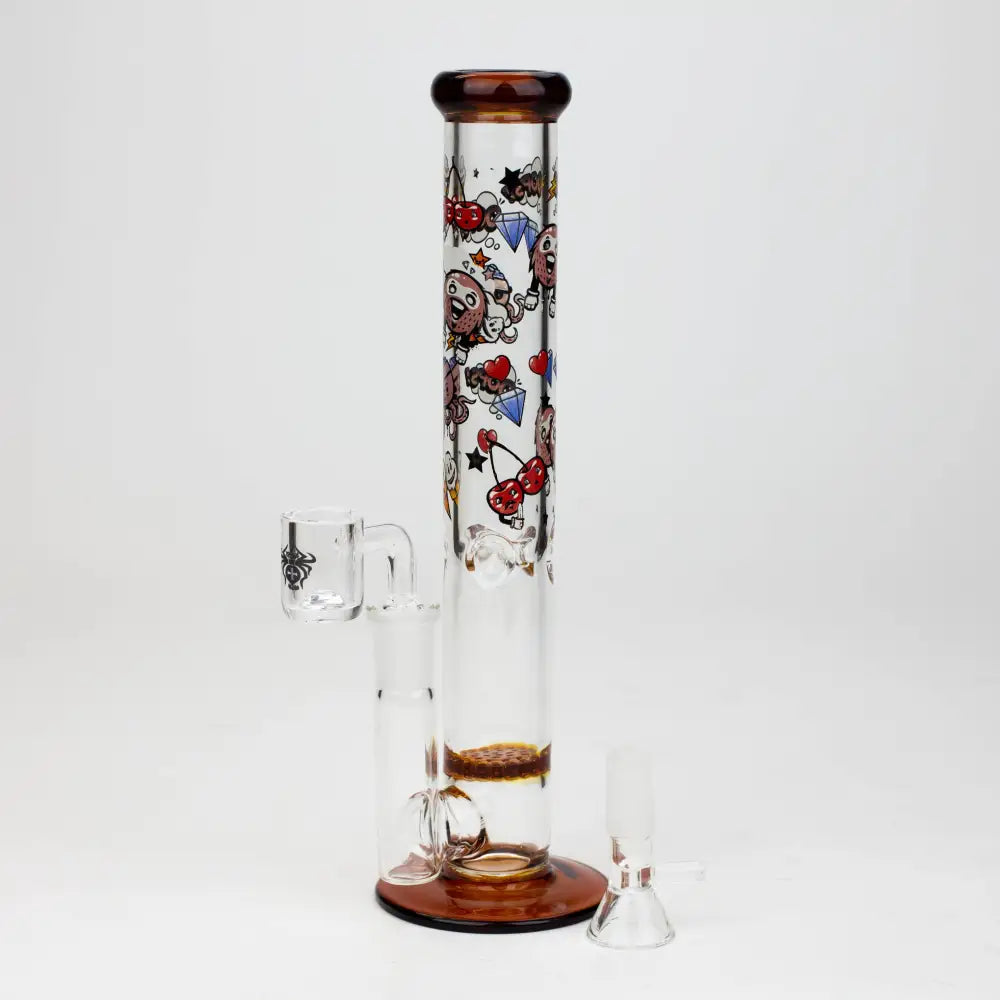 9.5" XTREME 2-1n-1 straight tube glass Bong with honeycomb diffuser [XTR300]_2