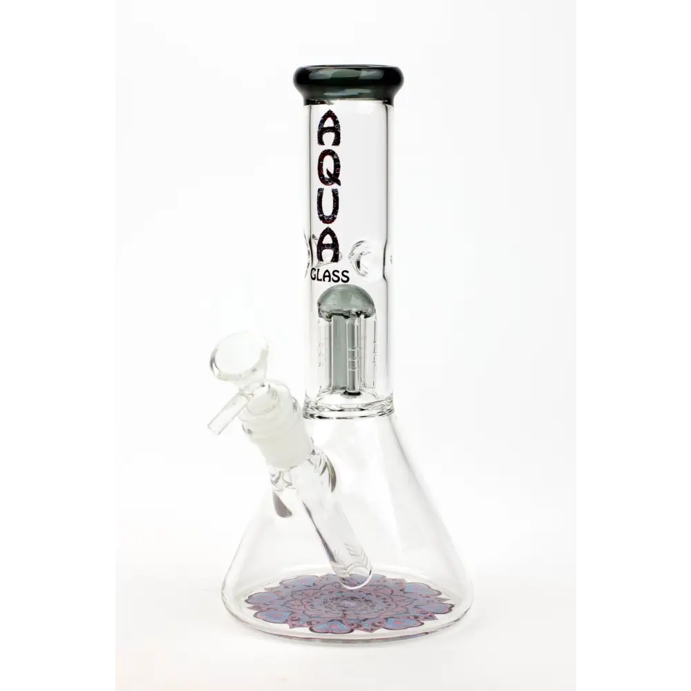 9" AQUA Single tree arms percolator glass water bong_7