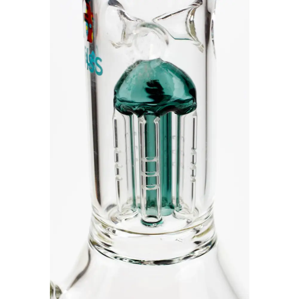 9" AQUA Single tree arms percolator glass water bong_11