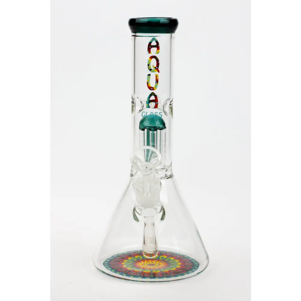 9" AQUA Single tree arms percolator glass water bong_9