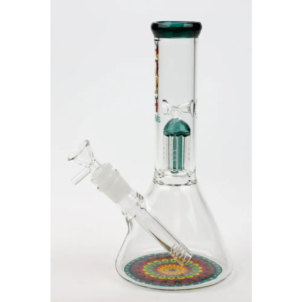 9" AQUA Single tree arms percolator glass water bong_8