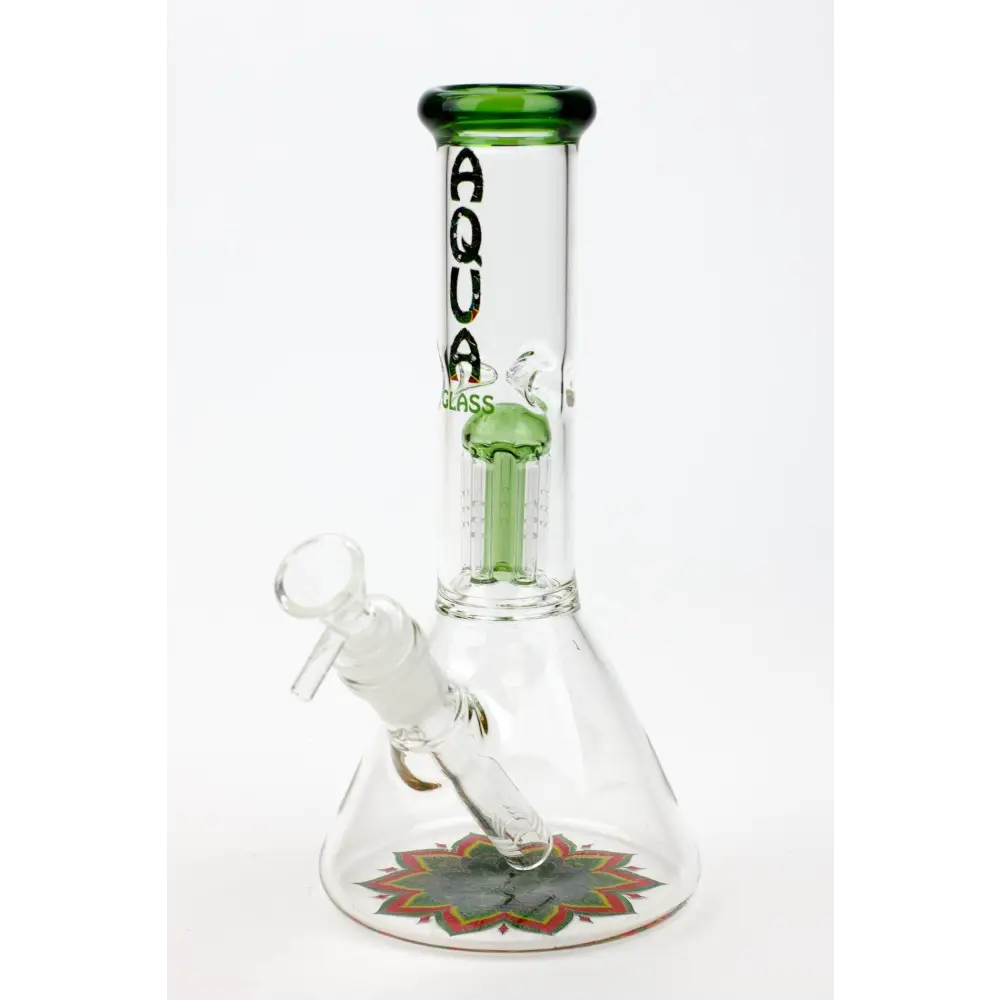 9" AQUA Single tree arms percolator glass water bong_4