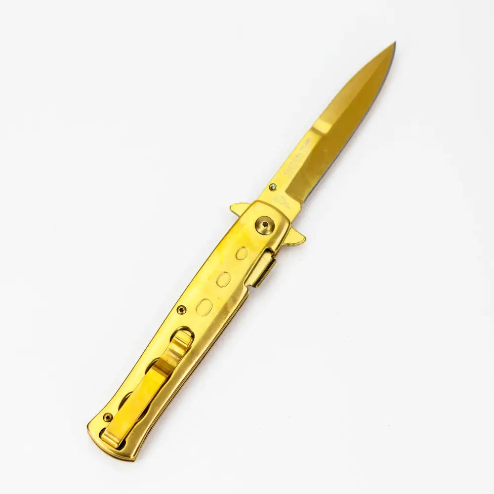 9" Defender Extreme Knife with Belt Clip - Gold [7978]_2