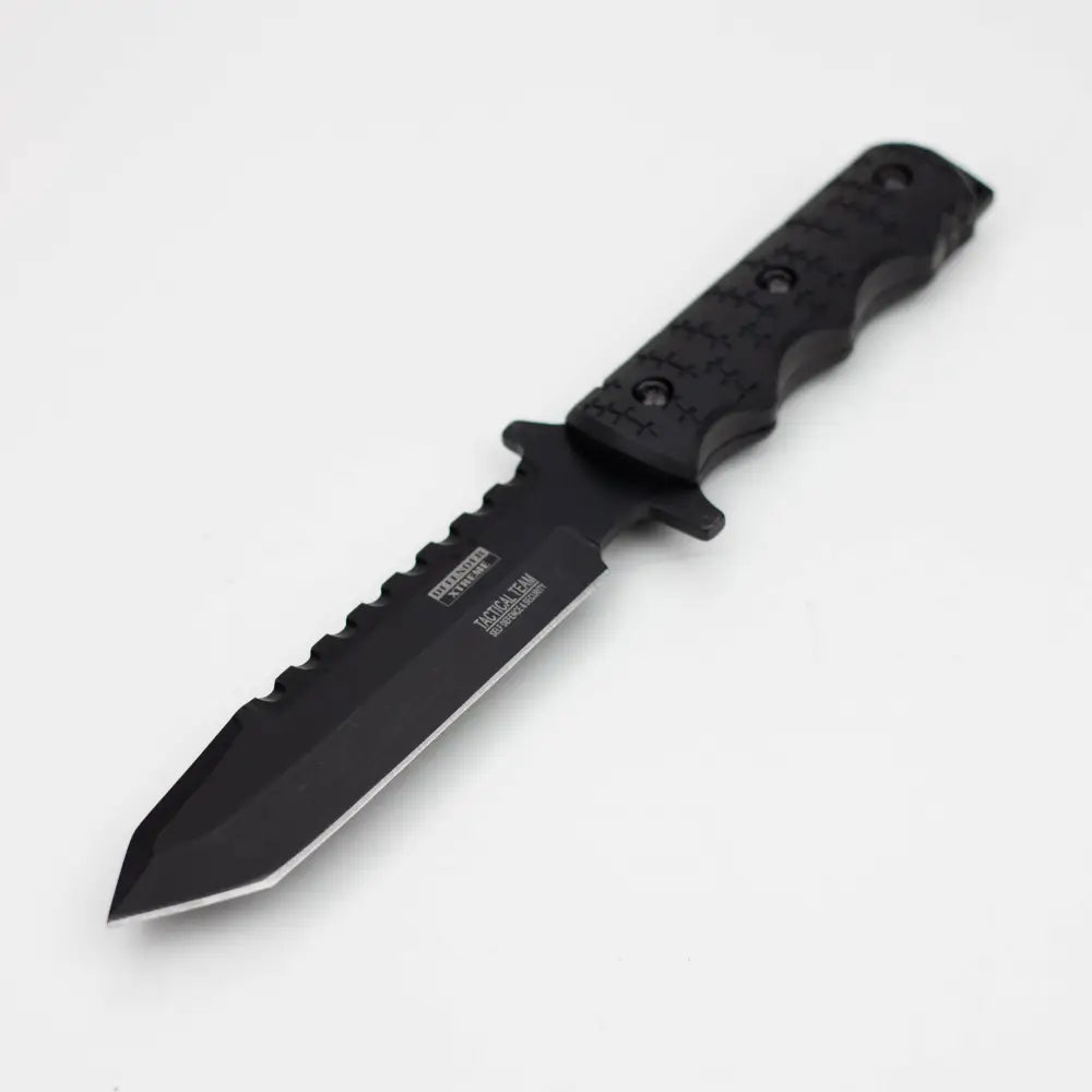 9" Defender-Xtreme Tactical  Team All Black Serrated Blade  Hunting Knife with Sheath [7688]_3