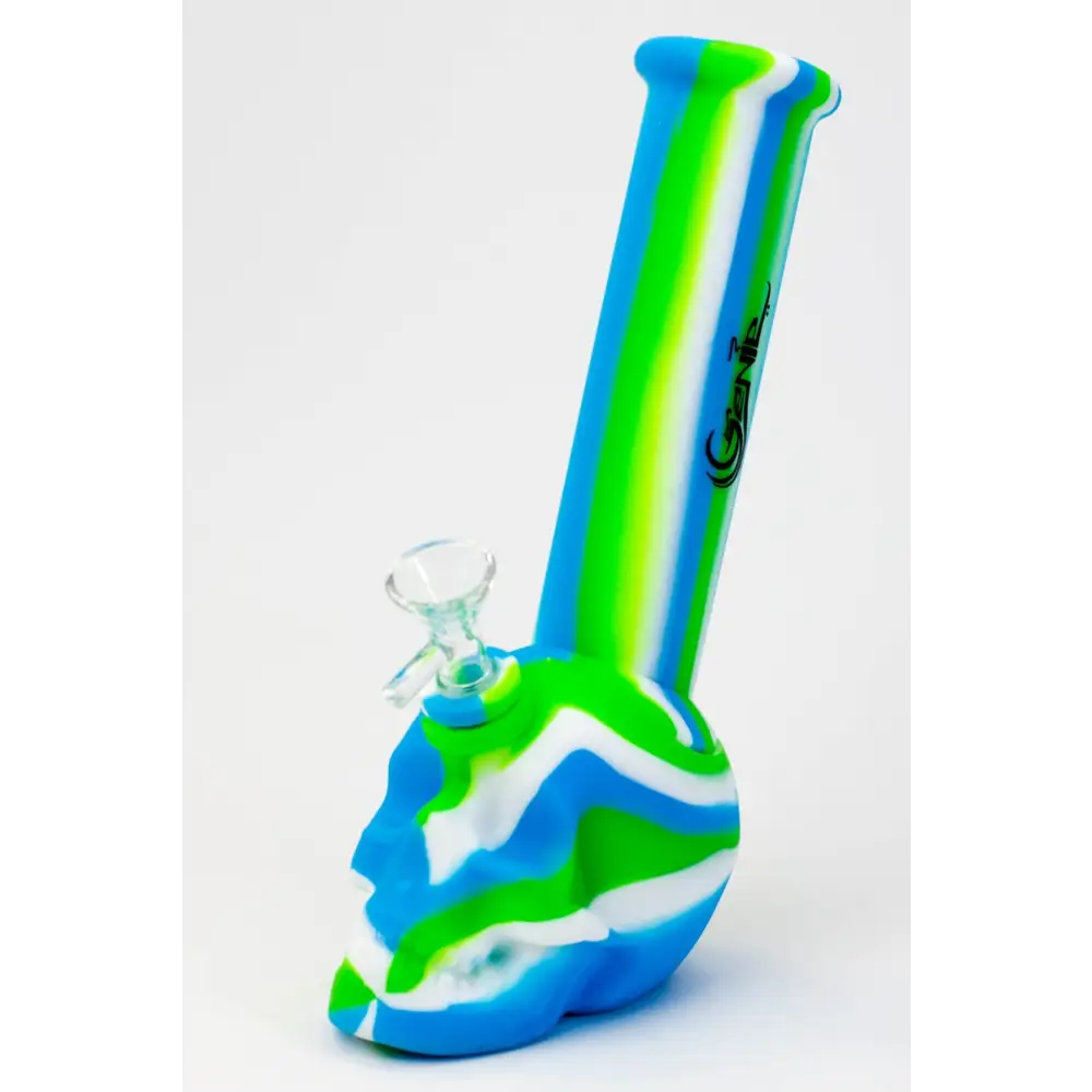 9" Genie skull multi colored detachable silicone water bong_8