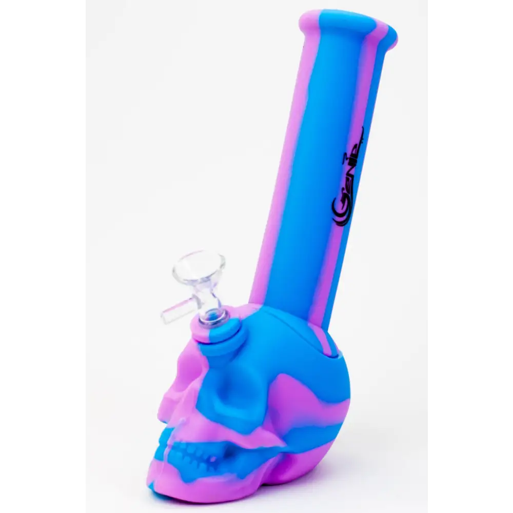 9" Genie skull multi colored detachable silicone water bong_9