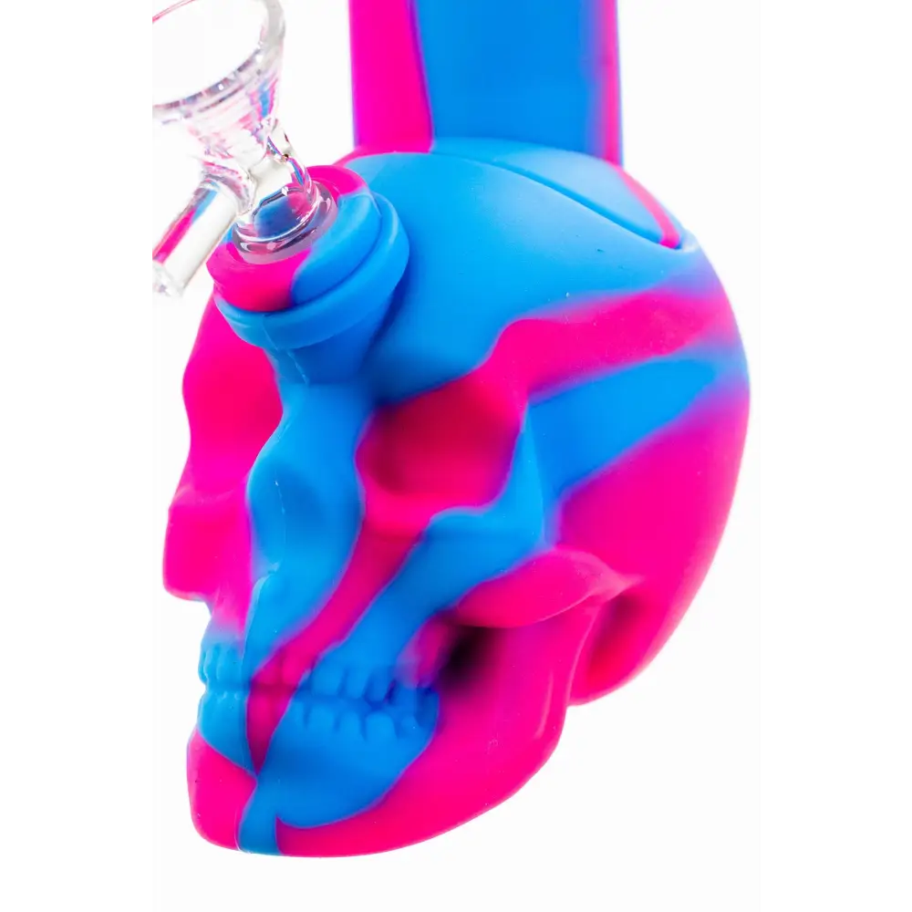 9" Genie skull multi colored detachable silicone water bong_4