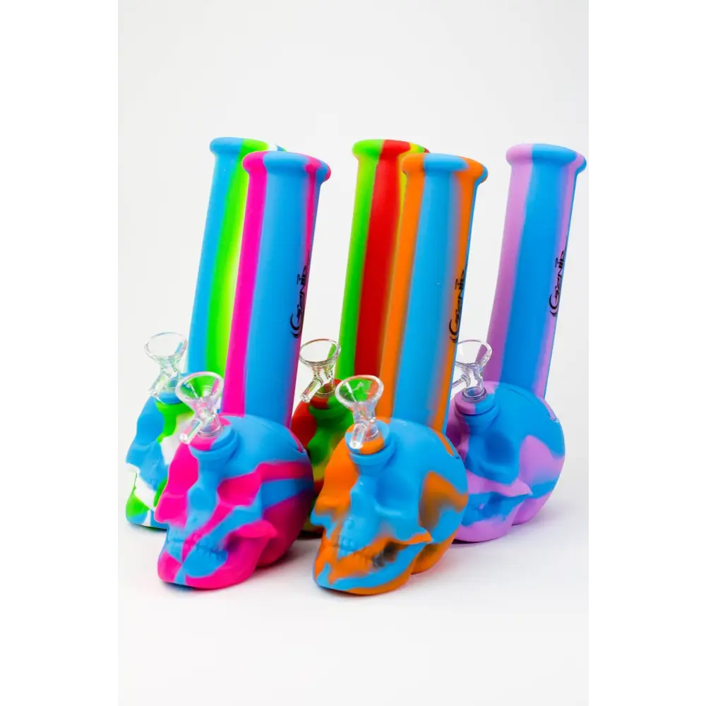 9" Genie skull multi colored detachable silicone water bong_0