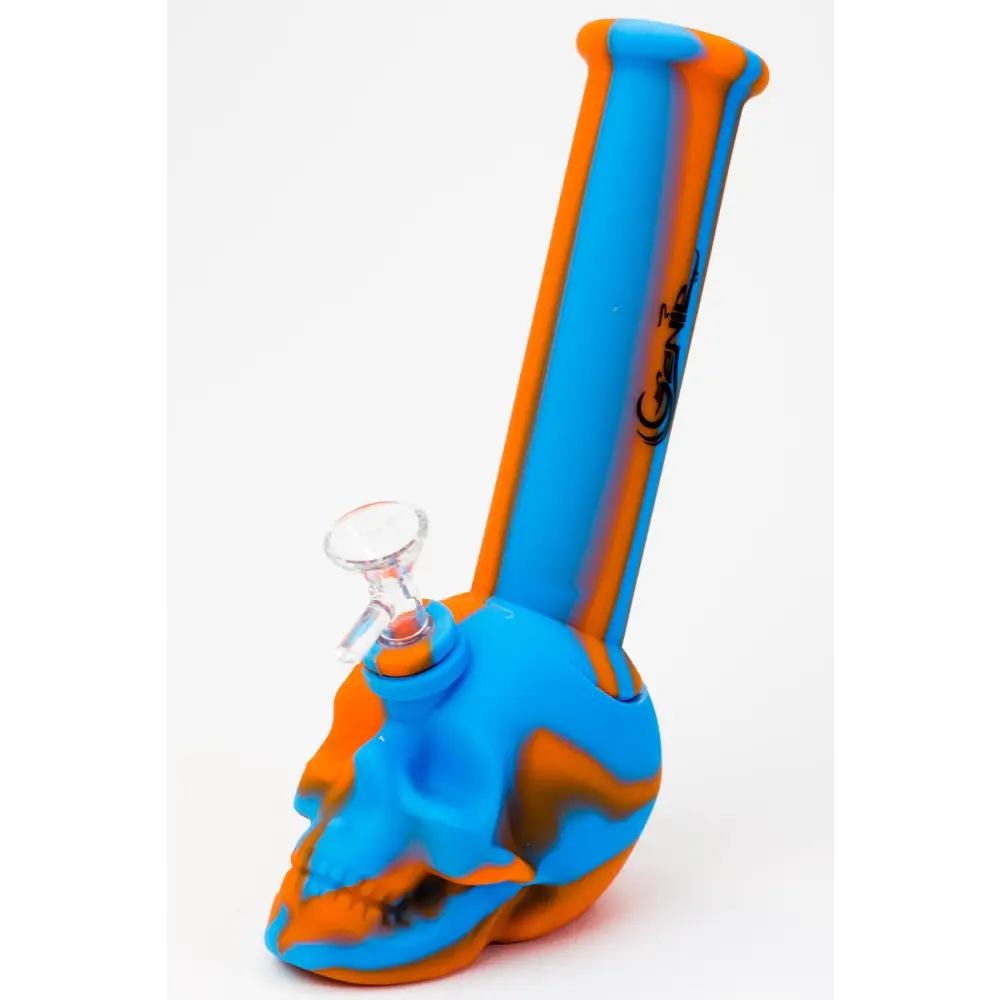 9" Genie skull multi colored detachable silicone water bong_6