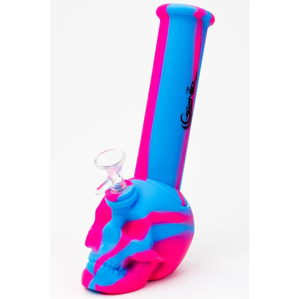 9" Genie skull multi colored detachable silicone water bong_5