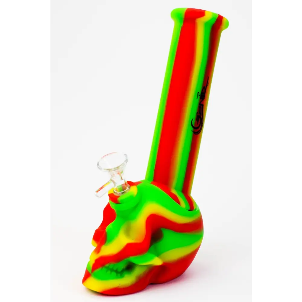 9" Genie skull multi colored detachable silicone water bong_7