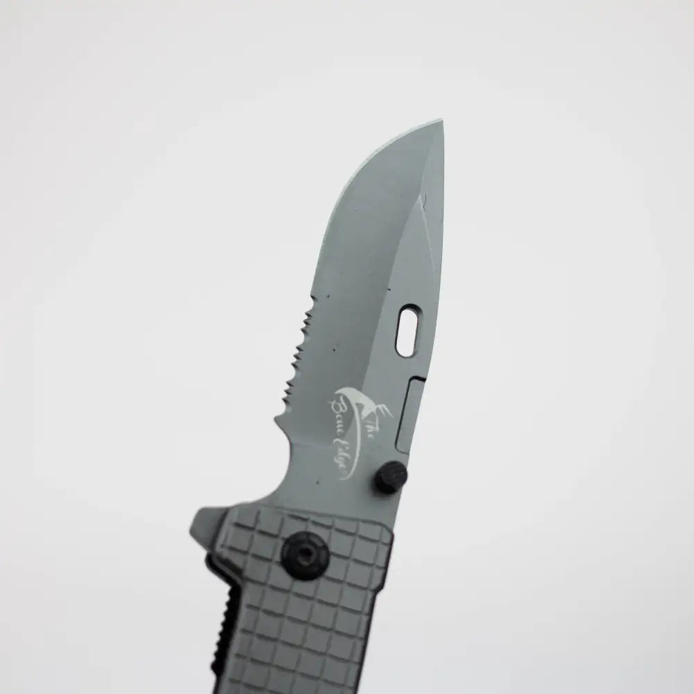 9" The Bone  Edge Grey Folding Knife with Belt Clip_3