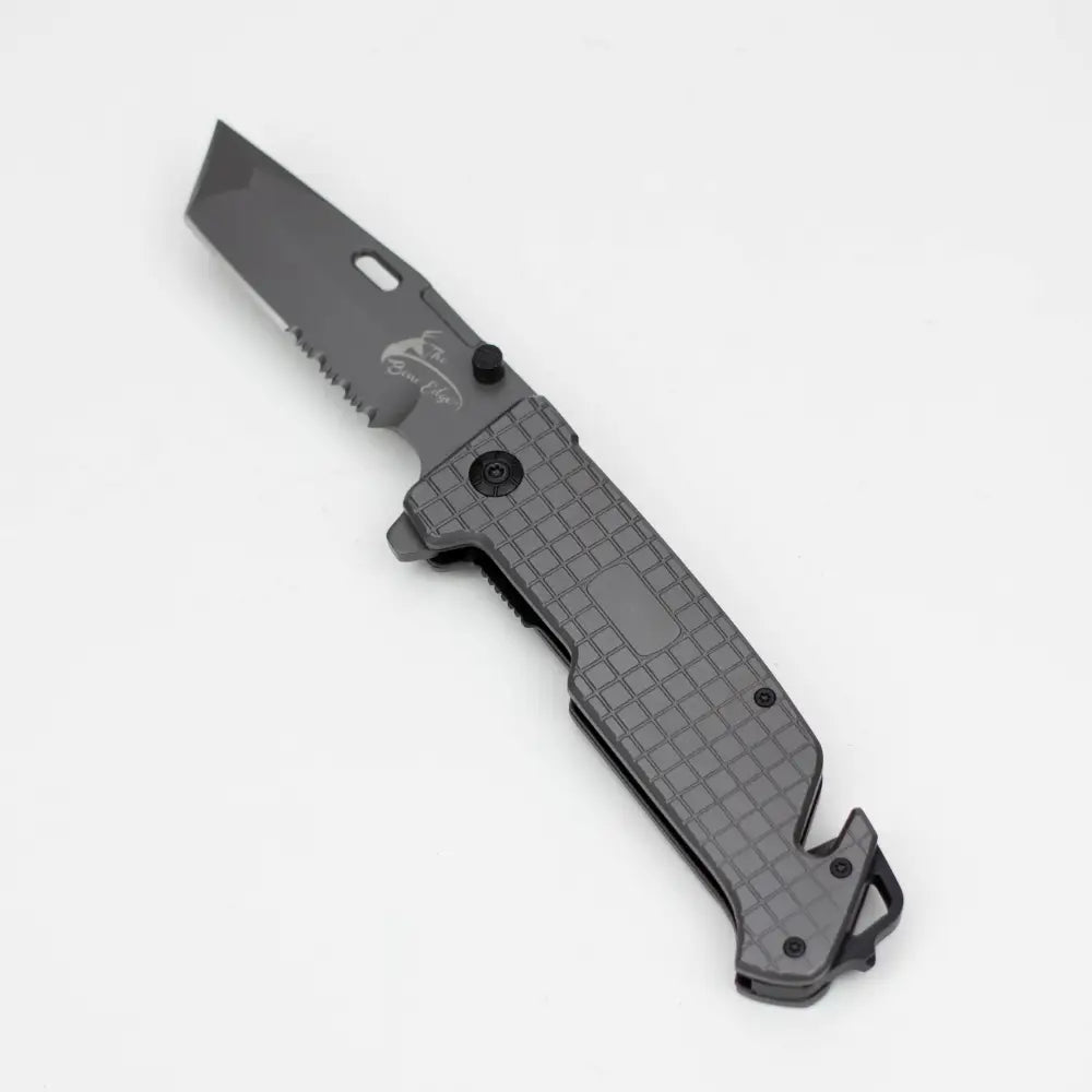 9" The Bone  Edge Grey Folding Knife with Belt Clip_4