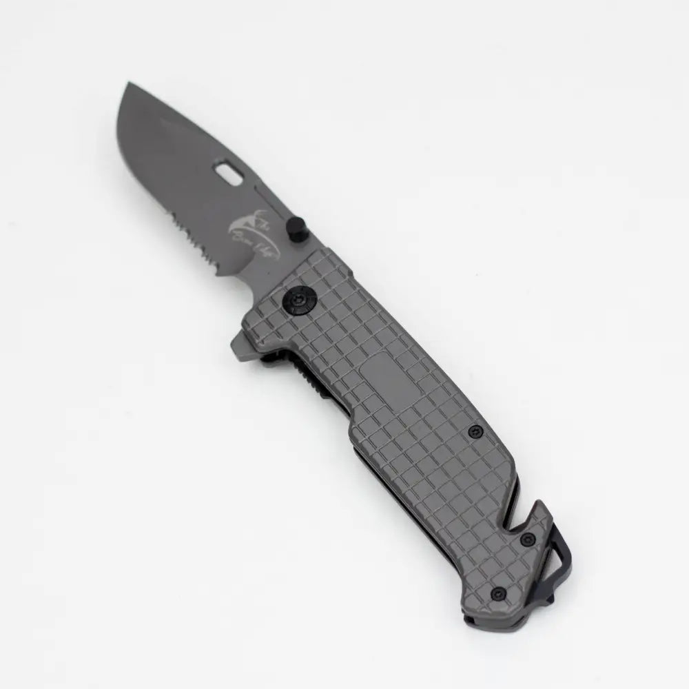 9" The Bone  Edge Grey Folding Knife with Belt Clip_2