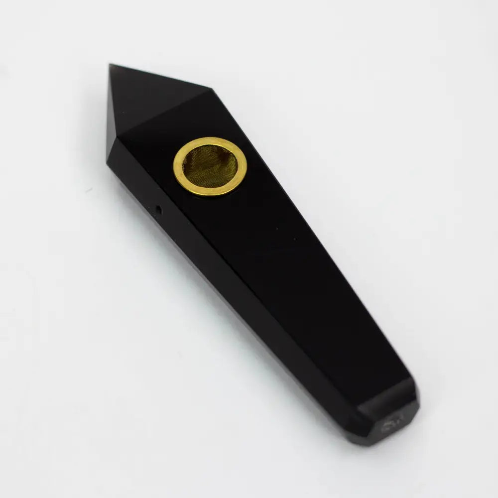 Acid Secs - Natural Plain Obsidian Smoking Pipe_0