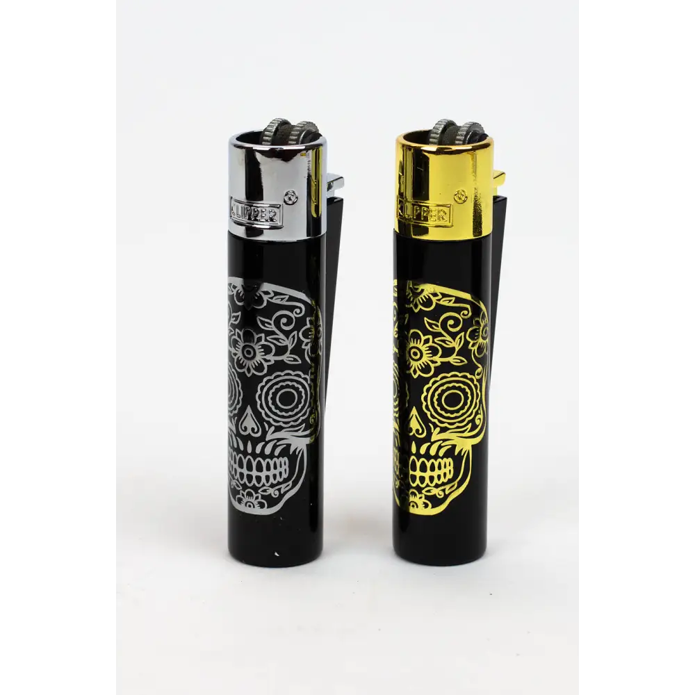 CLIPPER BLACK/GOLD SKULL CMP11 METAL LIGHTERS COLLECTION BOX OF 12_3