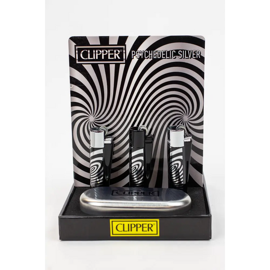 CLIPPER PSYCHEDELIC SILVER METAL LIGHTERS COLLECTION BOX OF 12_0