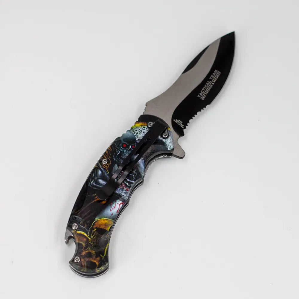 Defender-Xtreme 8.5″ Reaper Skull Folding Knife Stainless Bottle Opener [13429]_2