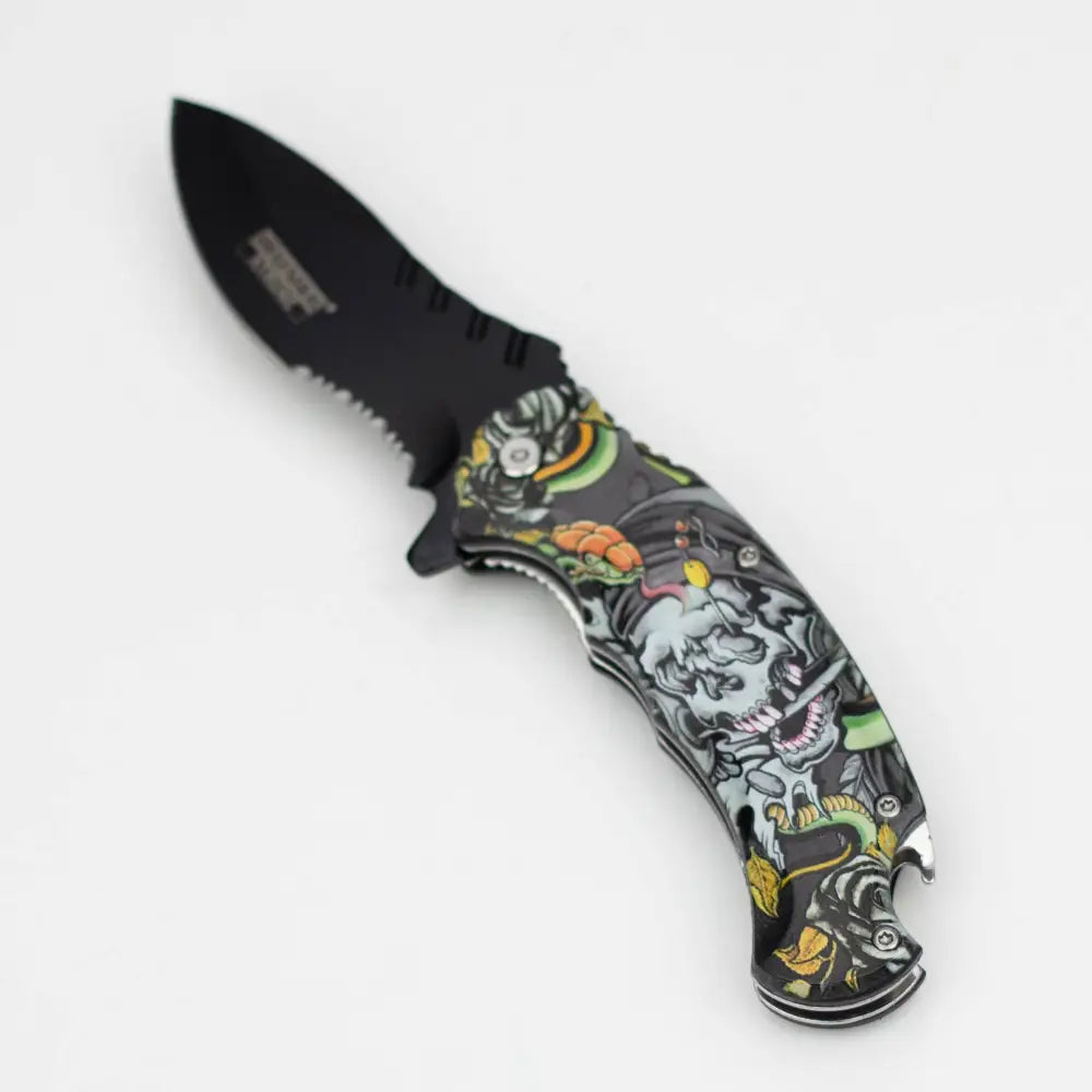 Defender-Xtreme  8.5" Snake Skull Folding Knife With Belt Clip [13170]_0