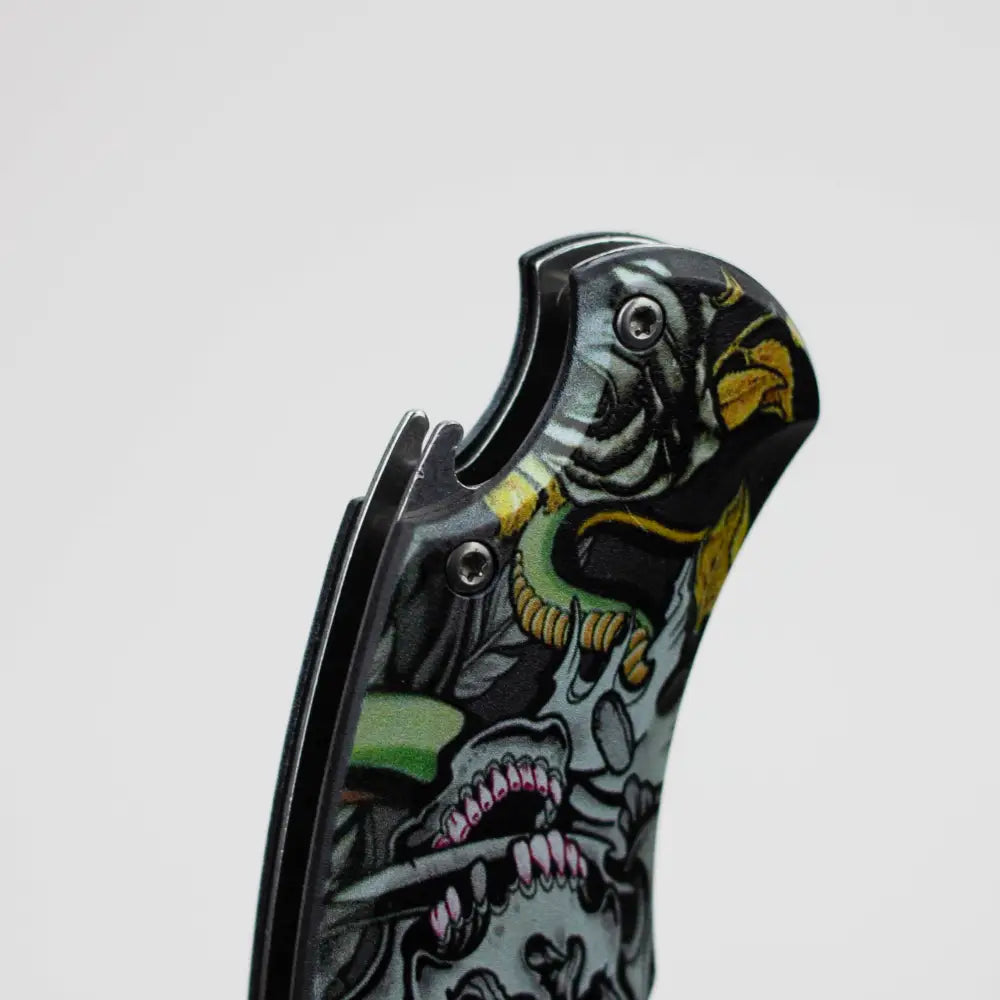 Defender-Xtreme  8.5" Snake Skull Folding Knife With Belt Clip [13170]_4