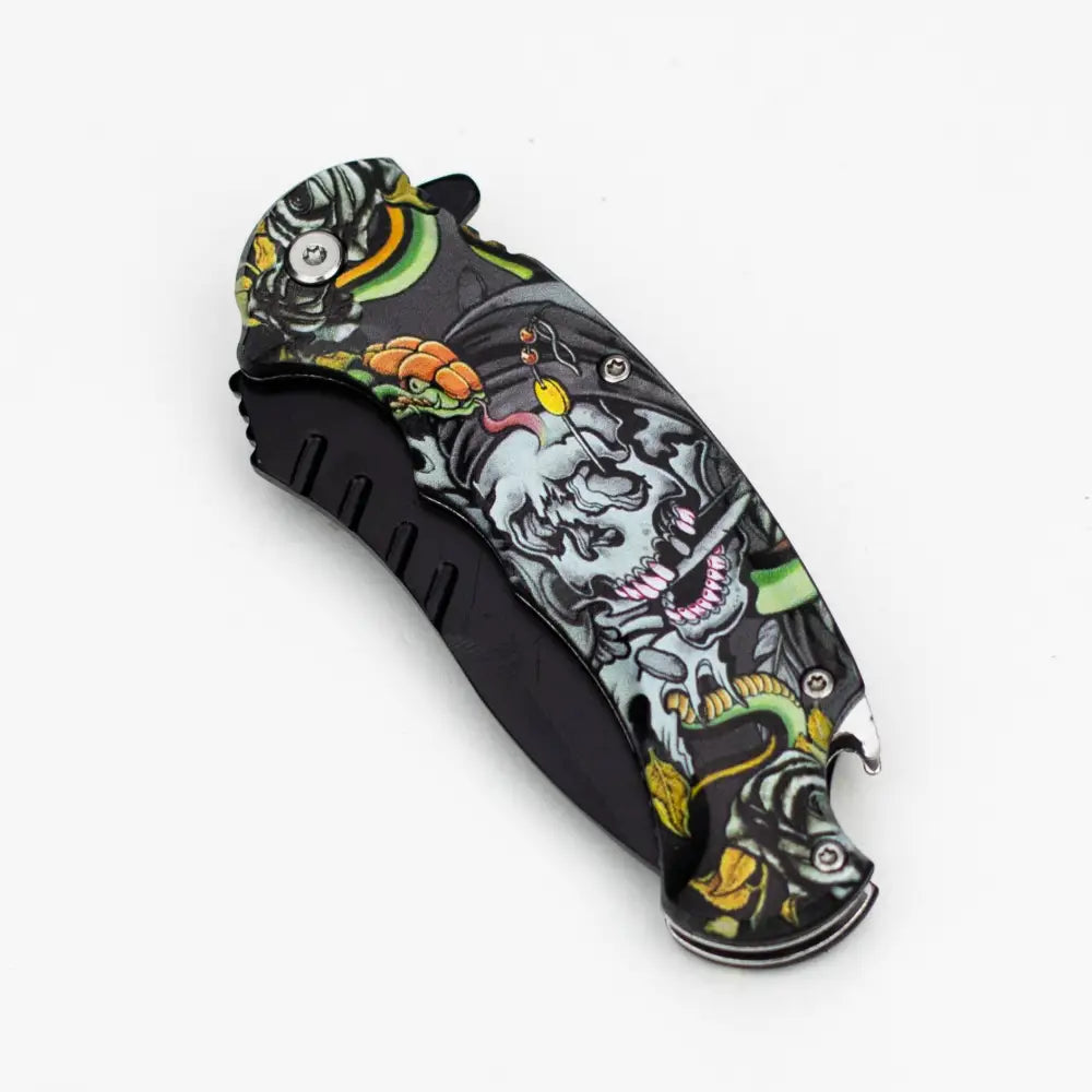 Defender-Xtreme  8.5" Snake Skull Folding Knife With Belt Clip [13170]_2