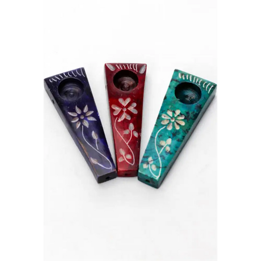 Flower engraved stone pipe pack_0