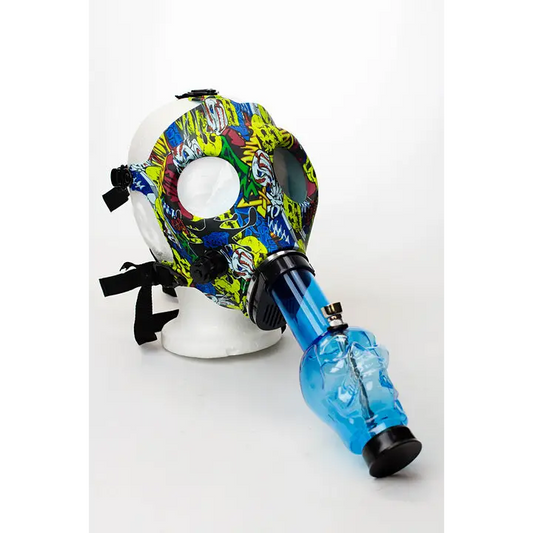 Full face graphic Silicone Gas Mask with acrylic bong_0