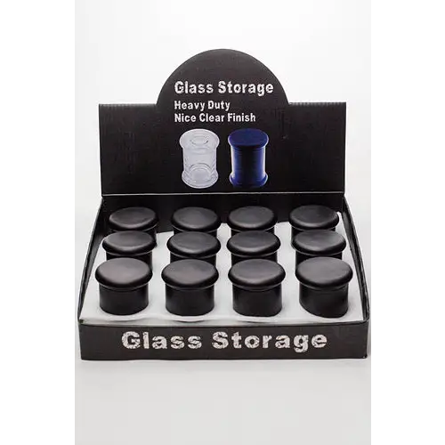 Heavy duty Glass stash 3 oz. Jars in a display case_2