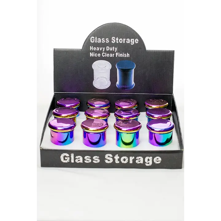 Heavy duty Glass stash 3 oz. Jars in a display case_0