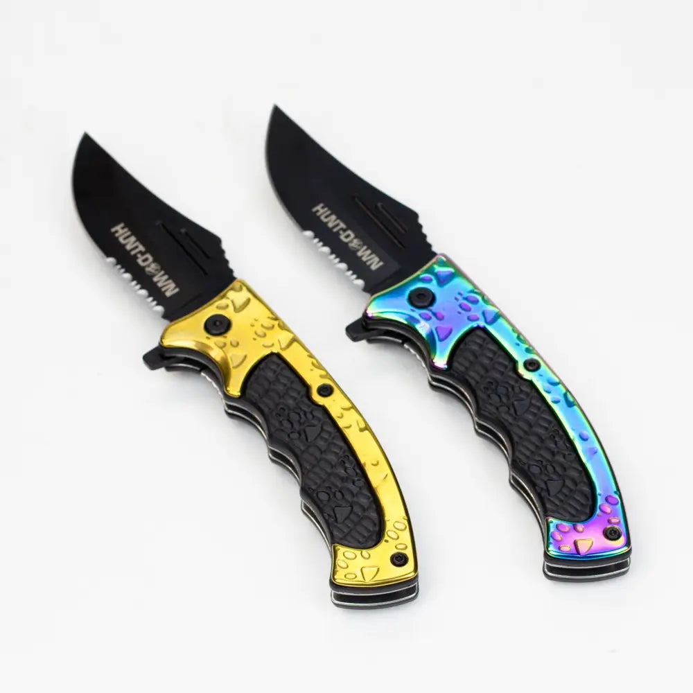 Hunt-Down 8″ Rainbow Tiger Paw Stainless 3CR13 Steel Folding Knife_1