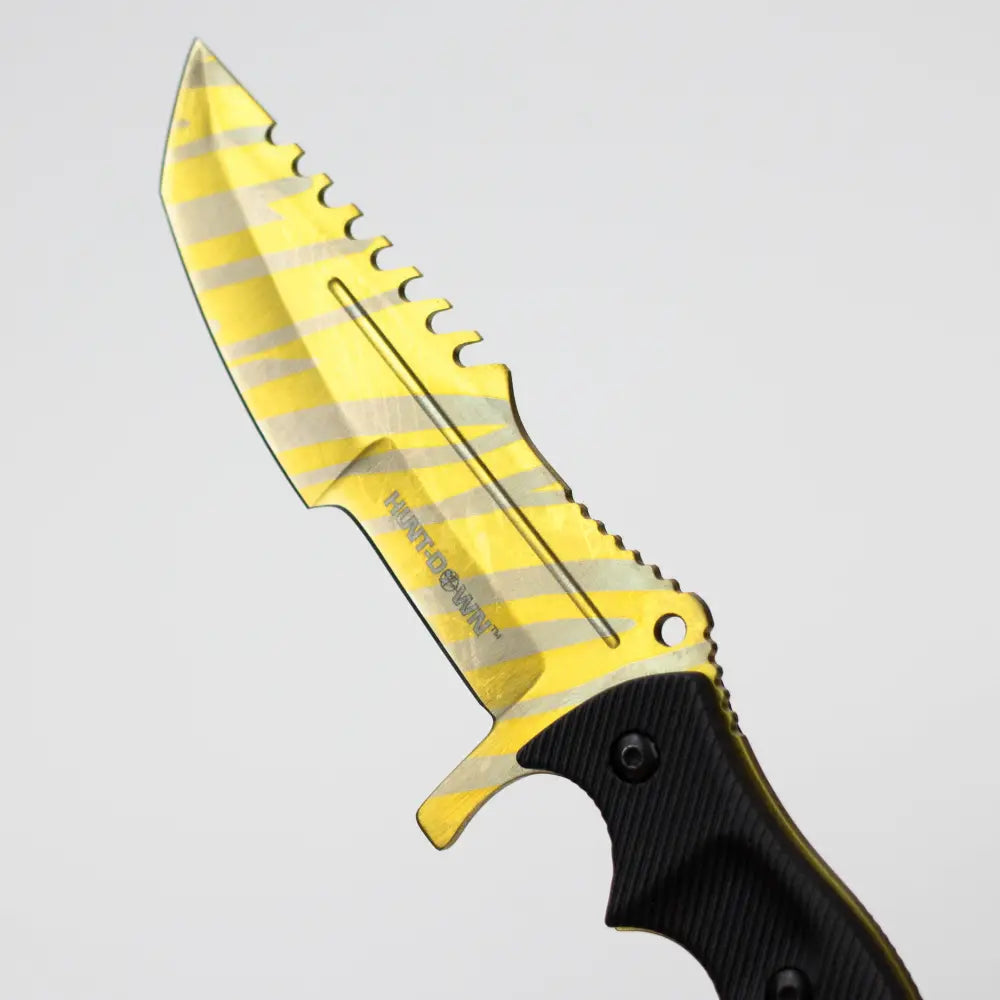 Hunt-Down  9.5" Hunting Knife Gold Color Full Tang Blade [9930]_3