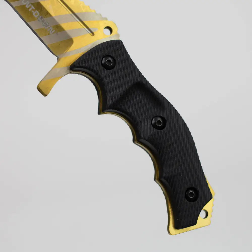 Hunt-Down  9.5" Hunting Knife Gold Color Full Tang Blade [9930]_5