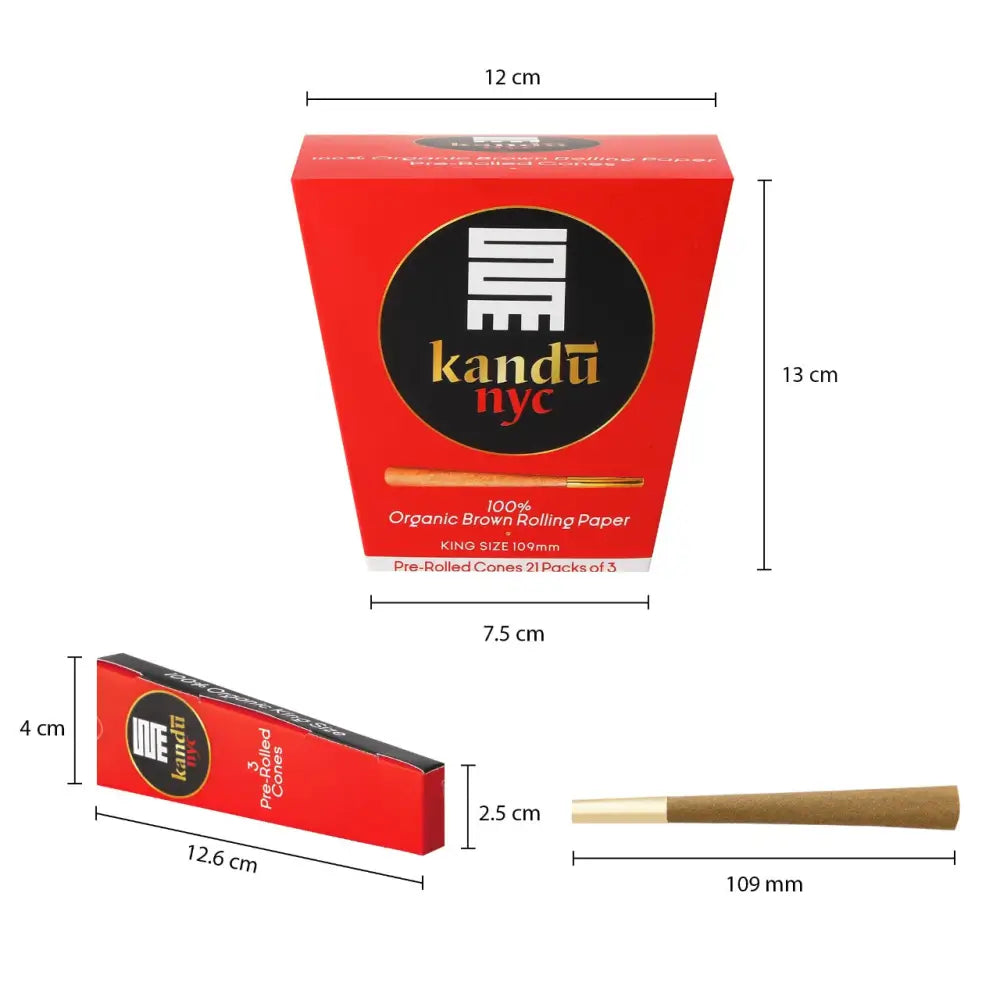 Kandu NYC King Size Pre Rolled Cones, Display Box 21 Count with 3 Cones Each_5