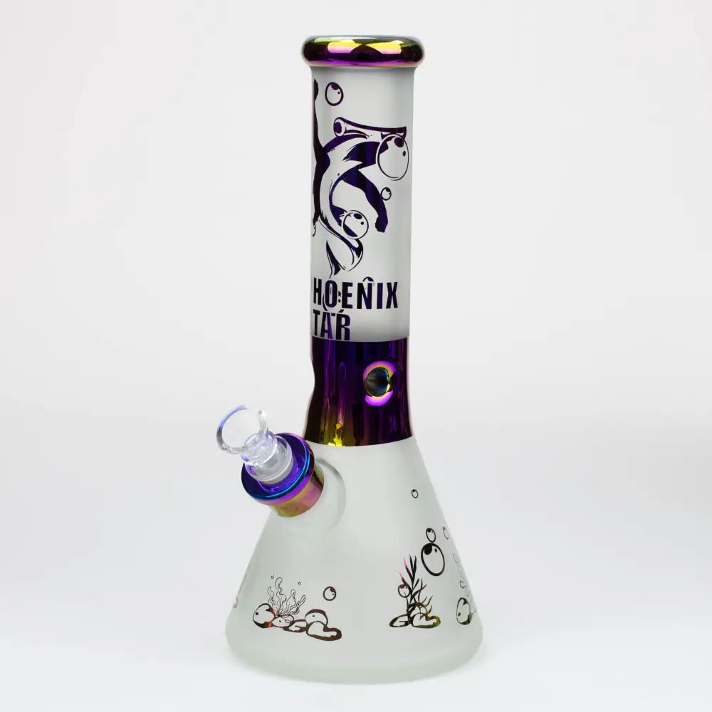 PHOENIX STAR-12.5"  Snadblast and electroplated 7 mm glass beaker bong_3