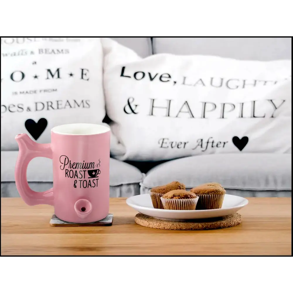 PINK ROAST & TOAST PIPE MUG WITH BLACK PRINT_2