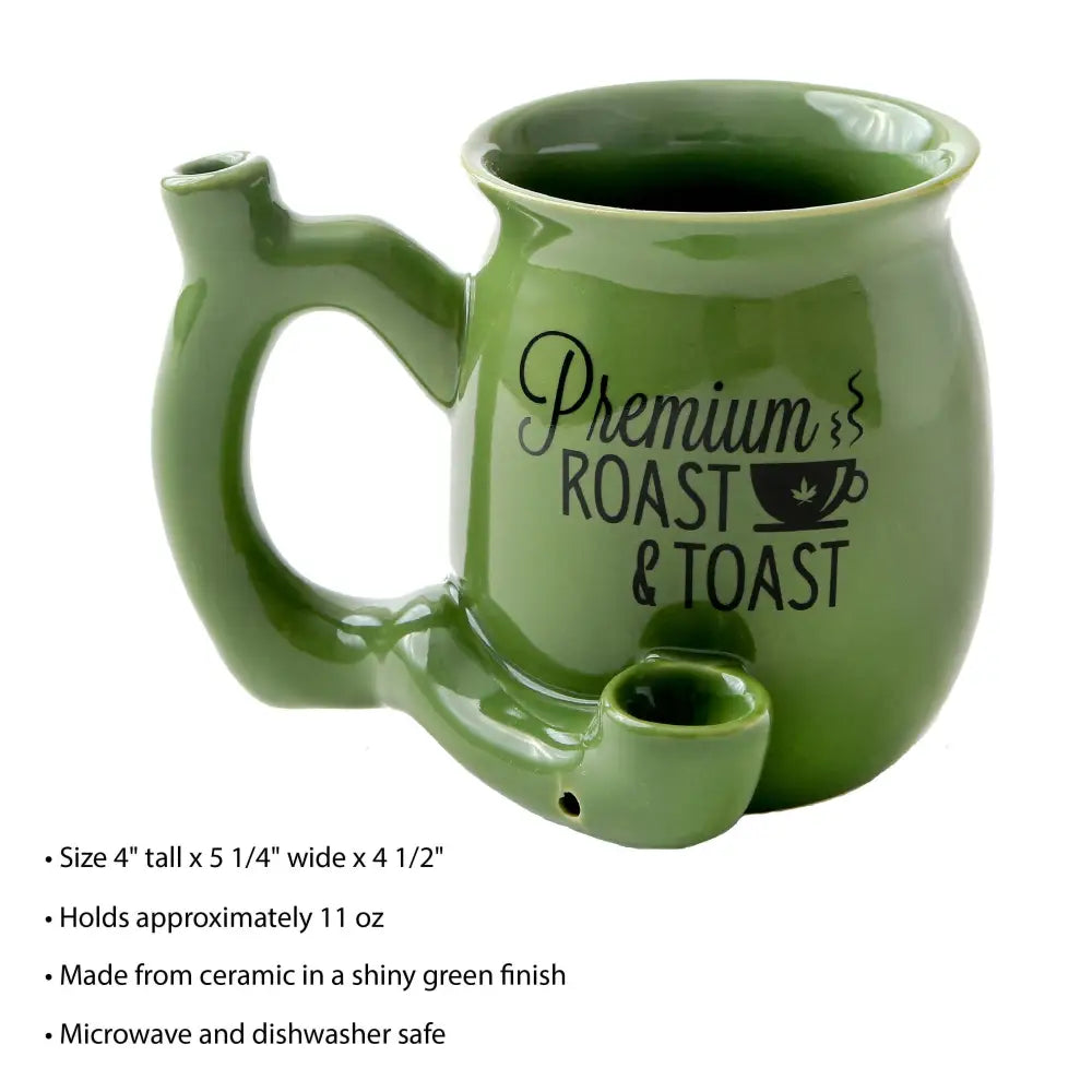 PREMIUM ROAST & TOAST PIPE MUG - GREEN WITH BLACK PRINT_1