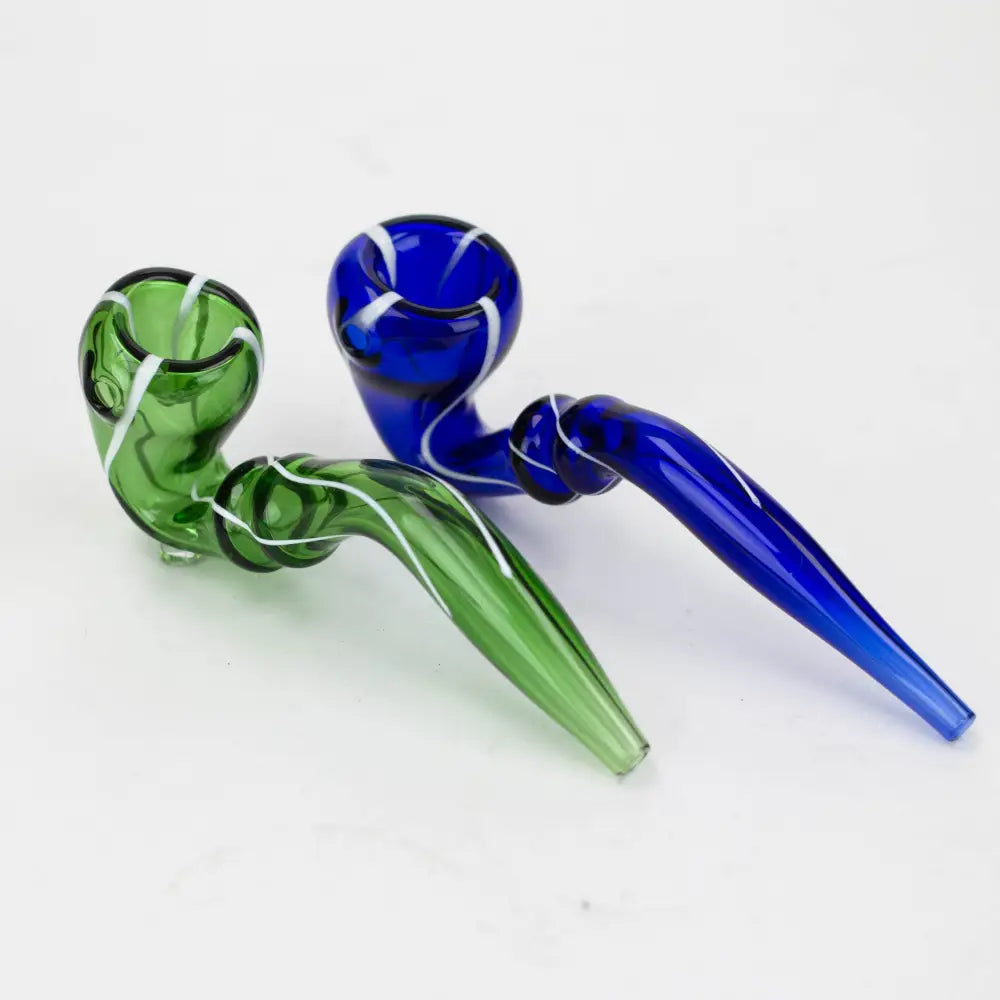 Sherlock shape color glass hand pipe pack of 2_0