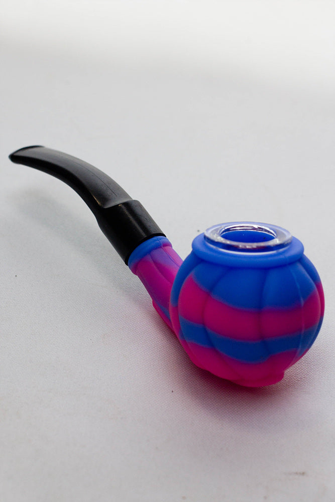 Sherlock Silicone pipe in display with glass bowl-WP139_3