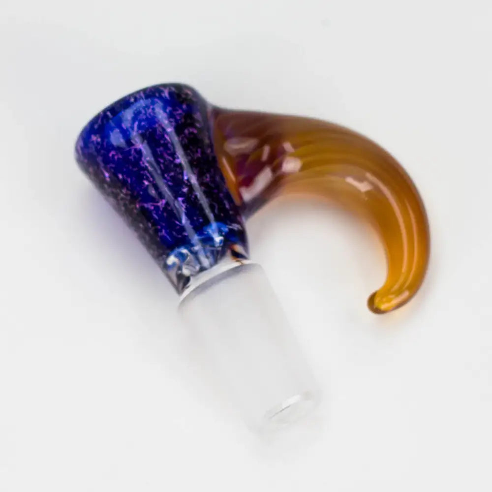 Shine Glassworks | 14mm 3 Hole Dichroic Bowl with coloured Horn  - Made in Canada_2